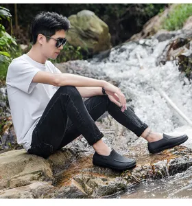 Men waterproof rain shoes anti-slip short rubber boots outdoor work footwear black