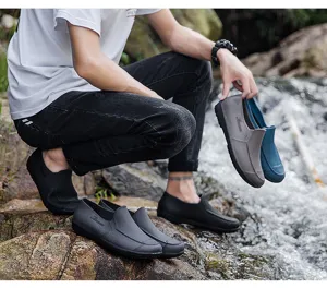 Men waterproof short rain boots anti-slip outdoor work shoes stylish rubber footwear