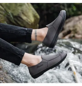 Men waterproof casual rain shoes slip-on outdoor anti-slip short rubber boots daily work shoes