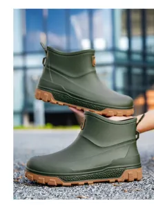 Men's waterproof short rain boots, non-slip outdoor work rubber shoes for rainy days fishing.