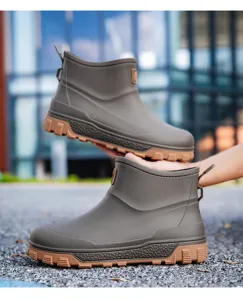 Men's short rain boots waterproof non-slip lightweight outdoor work rubber shoes for daily use