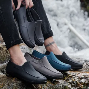 Men's Waterproof Rain Boots Short Slip-On EVA Non-Slip Rain Shoes Outdoor Work Daily Footwear