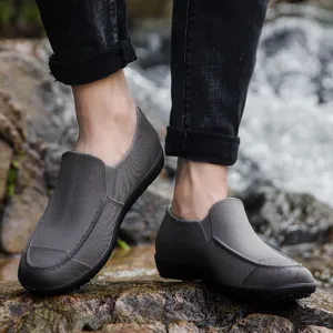 Men waterproof short rain shoes outdoor slip-on anti-slip rubber rain boots gray footwear