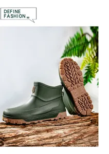 Men's waterproof short rain boots, anti-slip outdoor work fishing shoes for rainy days.