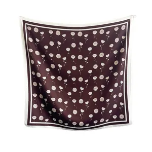 Elegant rose print imitation silk square scarf for women, lightweight and stylish main view.