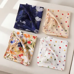 Ensemble d'écharpes en mousseline florale et à pois, châle élégant imprimé papillon.