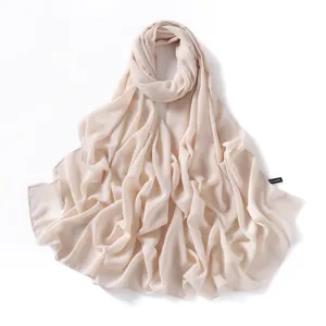 Elegant solid beige chiffon scarf detail, lightweight and sheer fabric texture, perfect summer shawl.