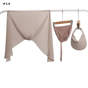3-piece chiffon hijab set with magnetic scarf, visor hat and strap cap for women.