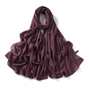 Solid color chiffon long scarf shawl for women travel commuting daily wear elegant style