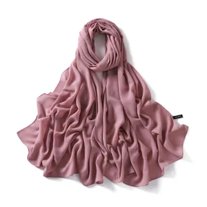 Solid color chiffon long scarf shawl, lightweight elegant travel commuting accessory for women.