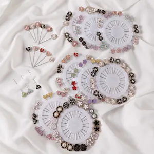 Disc packed flower headpins brooch pins anti glare clothing positioning decorative long pins