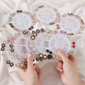 Disc packed flower brooch pins pearl decorative pins clothing collar fixing pins set