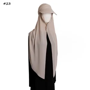 Σετ δύο τεμαχίων καπέλο hijab από σιφόν και γείσο ηλίου, κομψό μουσουλμανικό κάλυμμα κεφαλής.