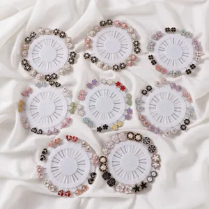 Decorative flower brooch pins set with pearl head pins anti-glare clothing fixing pins set