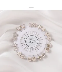 Decorative flower scarf pins pearl hijab brooches set fashion clothing anti glare long pins