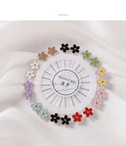 Multi-color floral brooch pin set with storage wheel, elegant decorative pins for clothing and scarves.