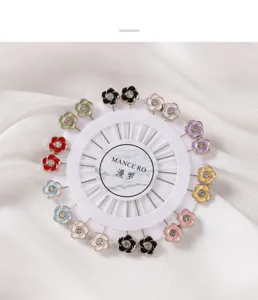 Colorful floral hijab pins brooches decorative pins set for scarf and collar fixing.