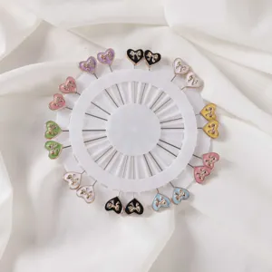 Colorful heart bow head pins sewing dressmaker pins decorative clothing fixing pins set