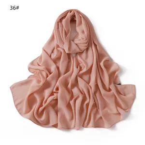 Élégant long foulard en mousseline de perles unie pour femmes, châle de voyage léger.
