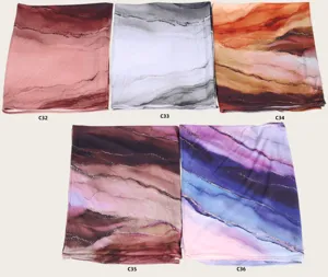 Écharpe longue en coton mercerisé imprimé cravate aquarelle abstraite châle de plage mode