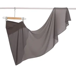 Gonna avvolgente in chiffon grigio con paillettes sciarpa da danza asimmetrica elegante