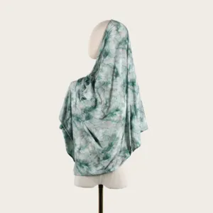 Écharpe hijab châle en coton mercerisé tie-dye aquarelle vert pour voyage des femmes