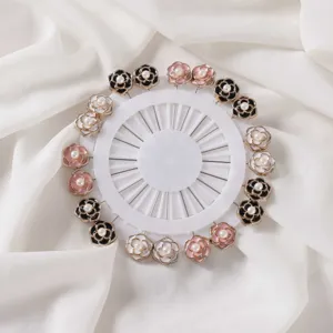 Camellia pearl brooch pins set decorative collar pins anti-glare clothing fixing needles