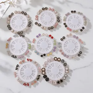 Tray Packed Flower Brooch Pin Pearl Rhinestone Alloy Anti Glare Clothing Positioning Pins Scarf Collar Fixed Long Pins Jewelry