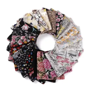 Imprimé floral perle mousseline carré foulard châle 90cm léger décoratif couvre-chef