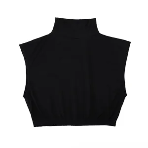 Femme sans manches noir col montant faux col modal coton amovible bavette doublure.