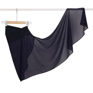 Sciarpa a portafoglio in chiffon con paillettes scintillanti, dettaglio tessuto.