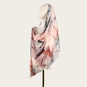 Foulard long imprime tie-dye aquarelle hijab pour femmes, etole de plage tendance.