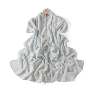 Women pastel plaid chiffon scarf lightweight long shawl beach wrap elegant sun protection drape