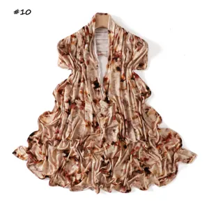 High elasticity printed mercerized cotton long scarf with stylish animal print pattern.