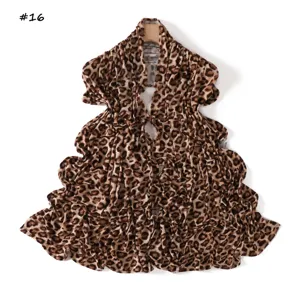 Leopard print high elasticity pleated long scarf fashion stretch stylish shawl for women