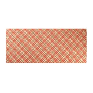 Chiffon plaid long scarf for women, fresh orange printed wrap and stylish beach shawl for travel.