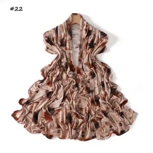 High elasticity printed mercerized cotton long scarf shawl, soft and stylish accessory.