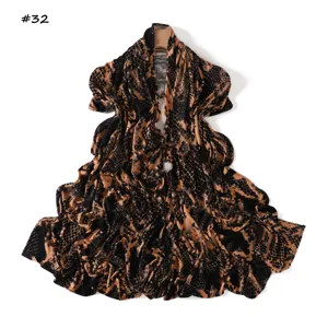 Stylish snake print long scarf for women, soft elastic mercerized cotton fashion shawl.