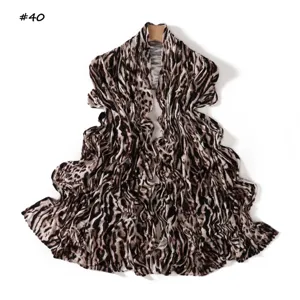Fashionable leopard snakeskin print long scarf elastic mercerized cotton accessory