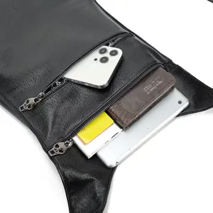 Gotische schwarze PU Leder Beintasche mit Totenkopf Reißverschlüssen, taktische Holstertasche.