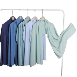 Solid color chiffon long scarf candy macaron shade casual versatile airy lightweight hijab