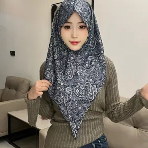 Foulard triangulaire floral rétro français polyvalent bandana cachemire élégant écharpe