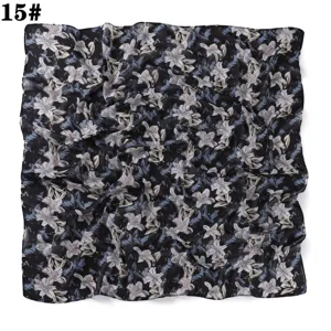 Foulard carre en mousseline florale noire 90cm elegant grand chal en soie femmes