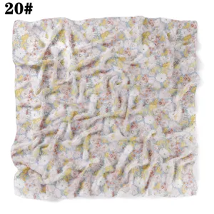 Foulard carré en mousseline de perles à imprimé floral élégant bandeau 90cm foulard