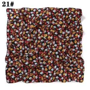 Fleur Imprimé Chiffon Carré Foulard Noir Multicolore Tour de Cou 90cm Élégant Style