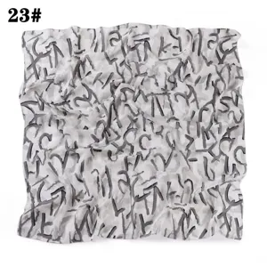 Foulard carré en mousseline de perle imprimé abstrait noir et blanc, style élégant 90cm.