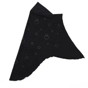 Black rhinestone embellished pullover hijab crystal linen fashion head cover for Muslim women