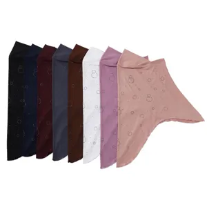 Solid color crystal linen rhinestone hijab turban, soft brim pullover head cover for women.