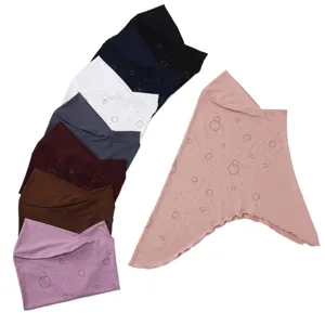 Women instant hijab slip on bonnet crystal rhinestone circle patterned Muslim head wrap scarf