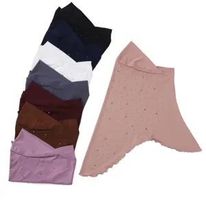 Femme Strass Extensible Hijab Bonnet Musulman Sous Foulard Doux Couvre-Chef Uni